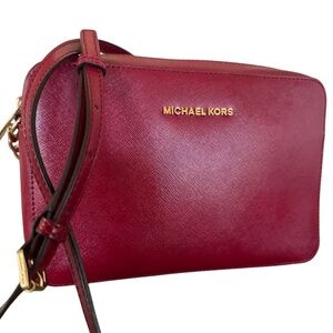 Michael Kors Jet Set Large Saffiano Leather Crossbody Bag Mulberry
